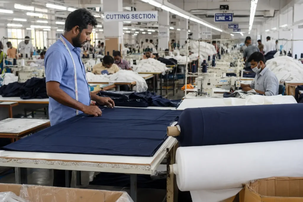 T-shirt manufacturing process in India for cotton knitwear production