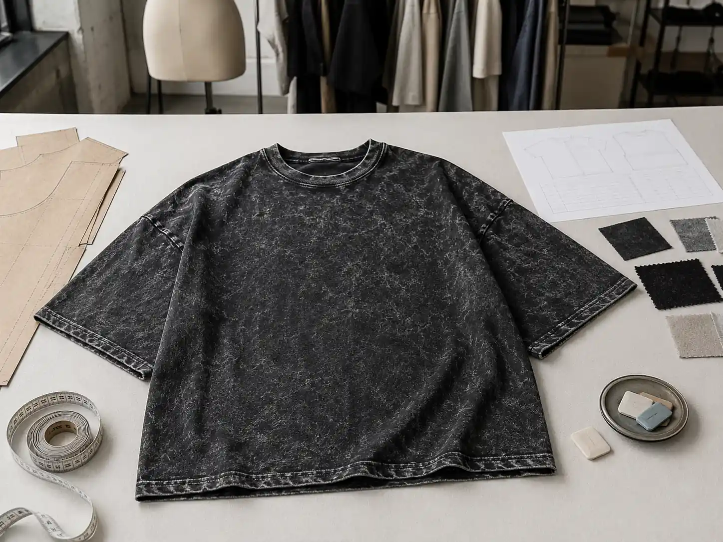 Oversized acid wash T-shirt fit and pattern development