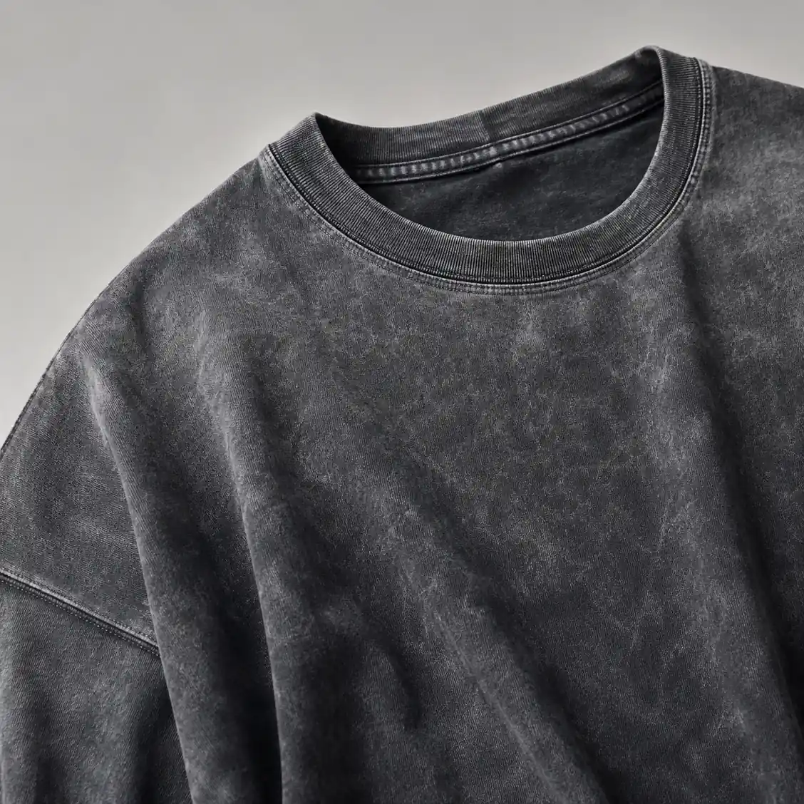 Black acid wash oversized T-shirt texture