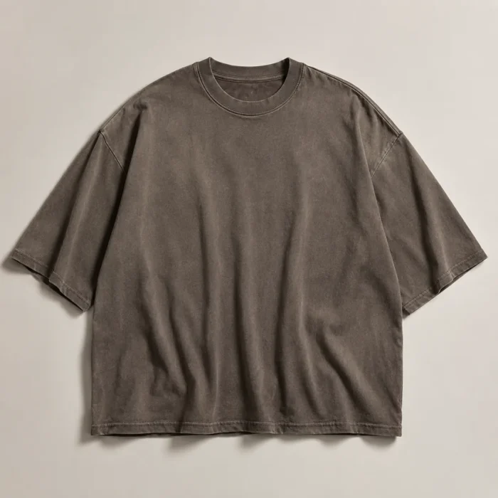 Brown grey vintage wash oversized T-shirt for streetwear brands