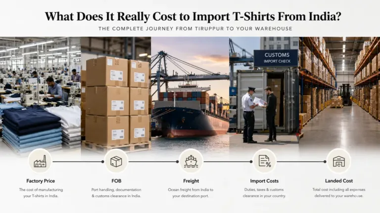 Cost to import T-shirts from India from factory price to landed cost