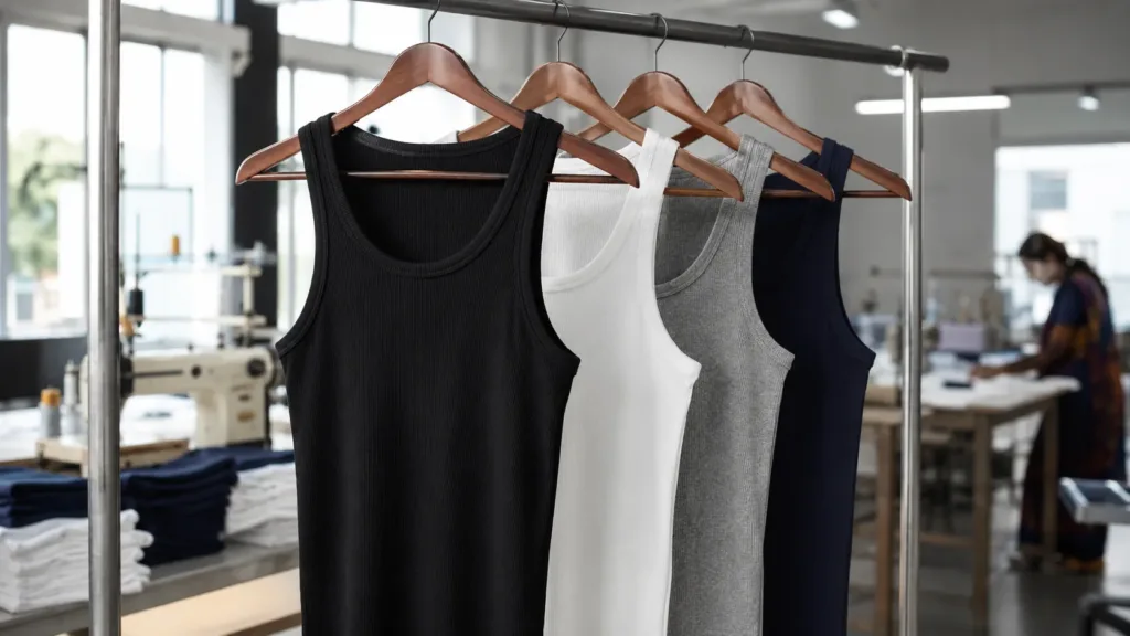 95% cotton 5% spandex rib tank tops manufactured in India