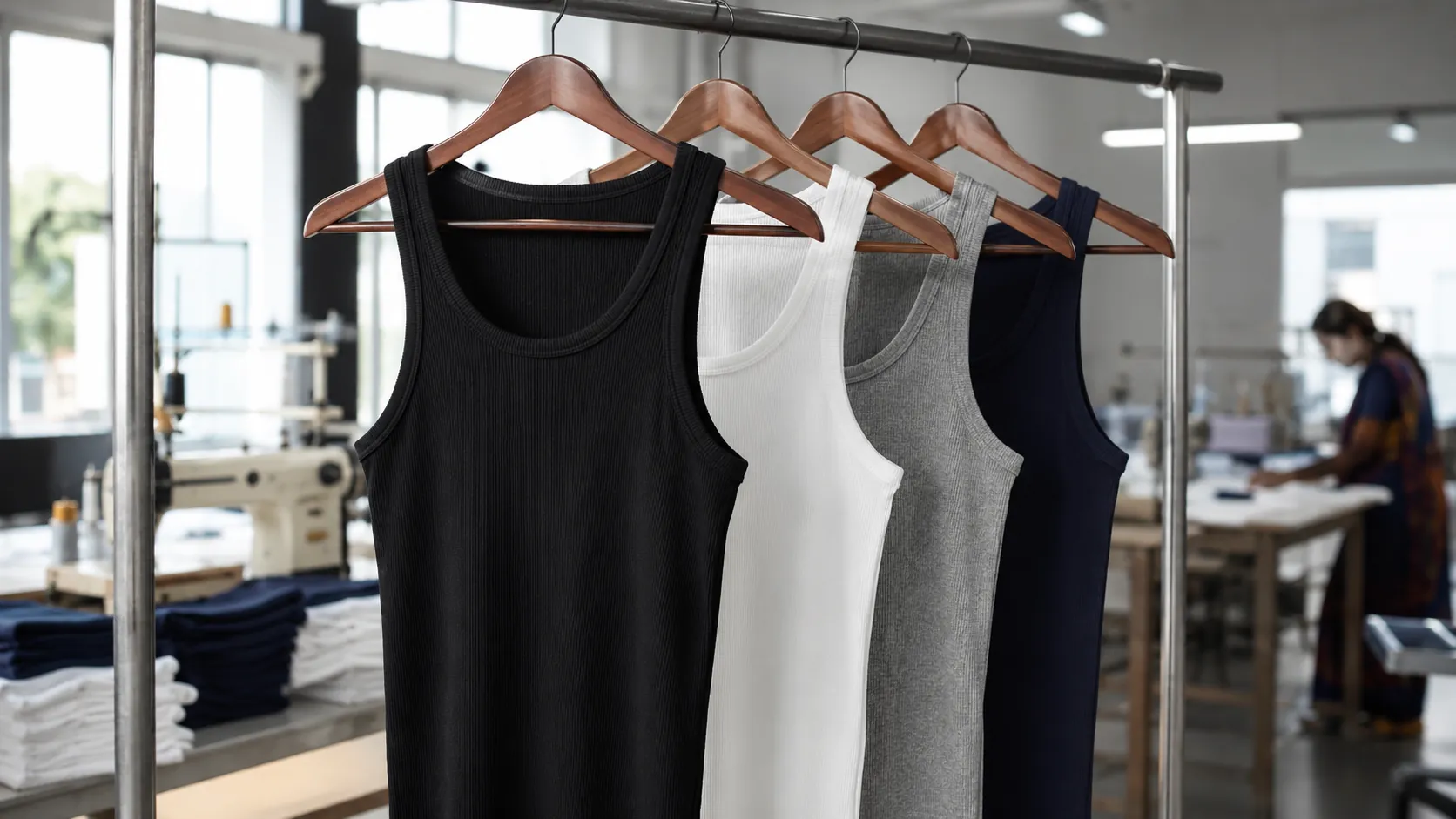 Tank Top Manufacturer in India | 95% Cotton 5% Spandex Rib