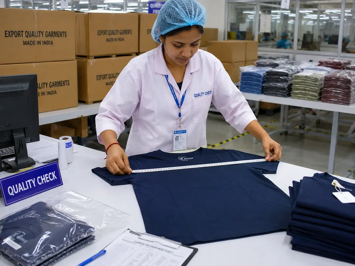 Garment quality checking for clothing export order in India