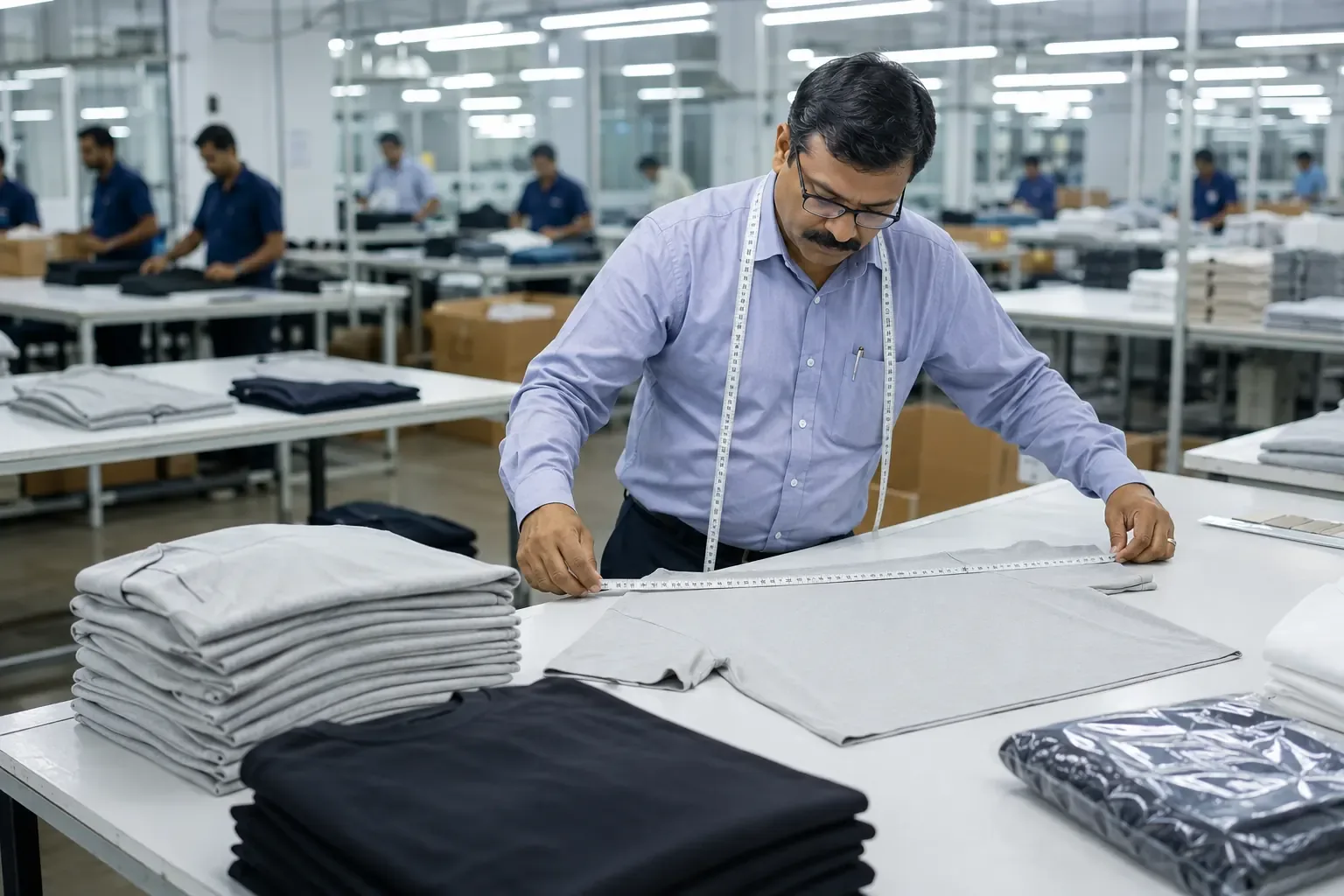 Quality inspection of export garments before shipment to Denmark