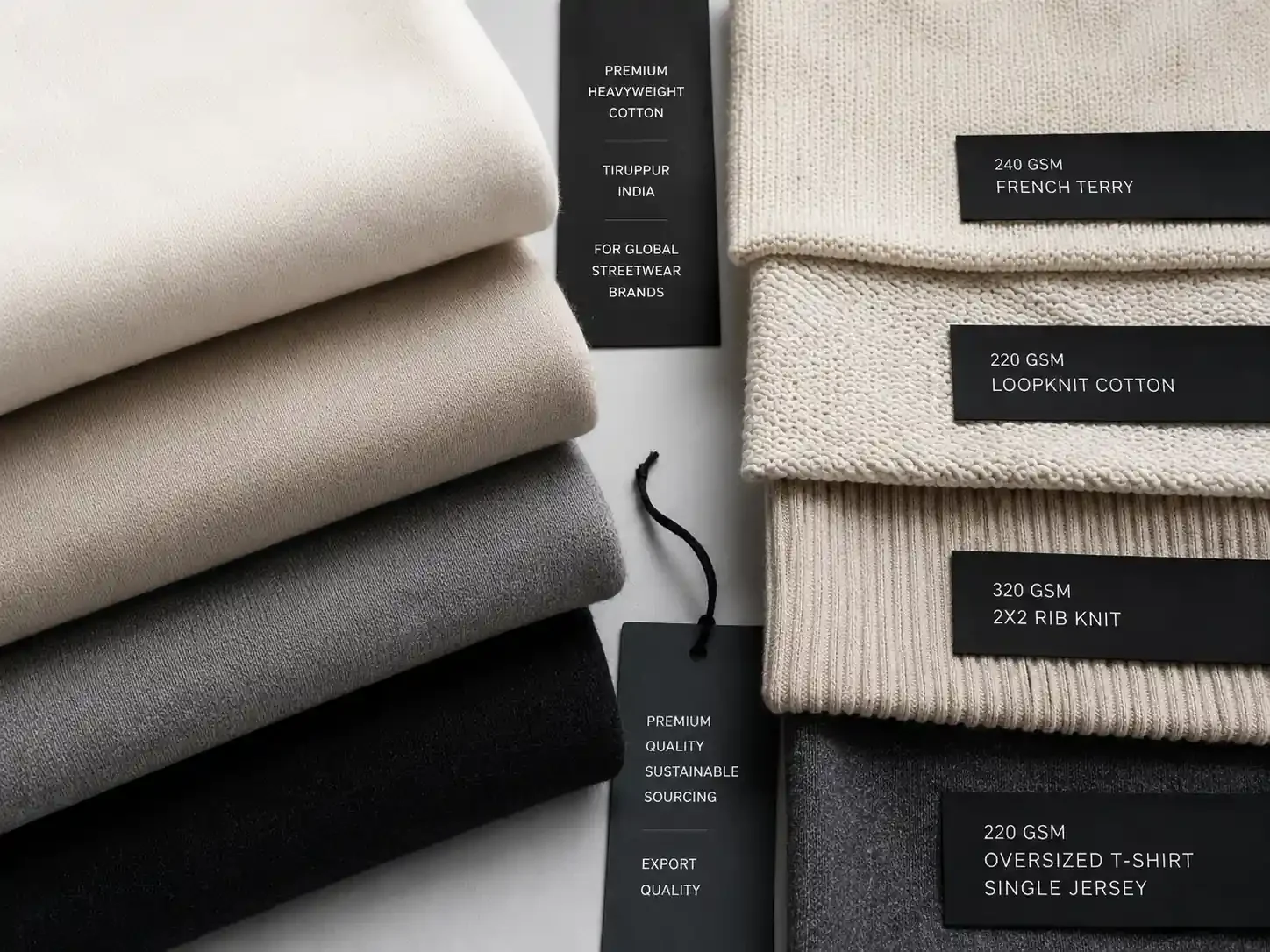 240 GSM heavyweight cotton and French terry fabrics for premium streetwear manufacturing