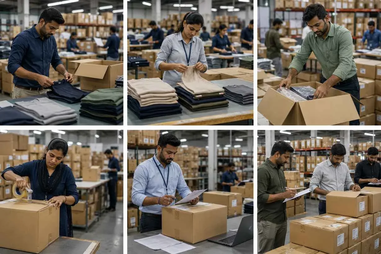 Garment sourcing company coordinating export shipment of private label apparel from India