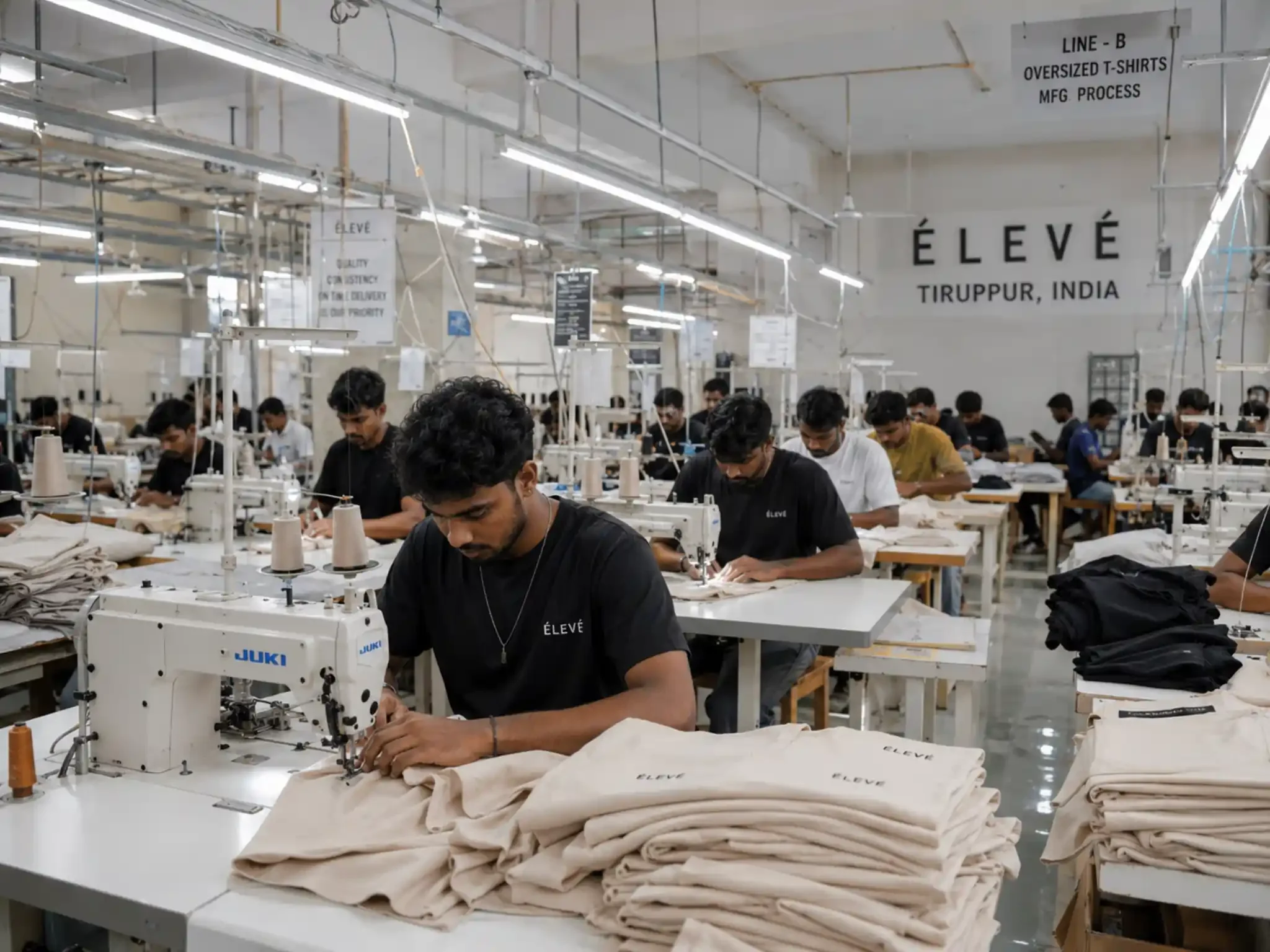 Apparel manufacturing factory in Tiruppur producing export-quality private label clothing