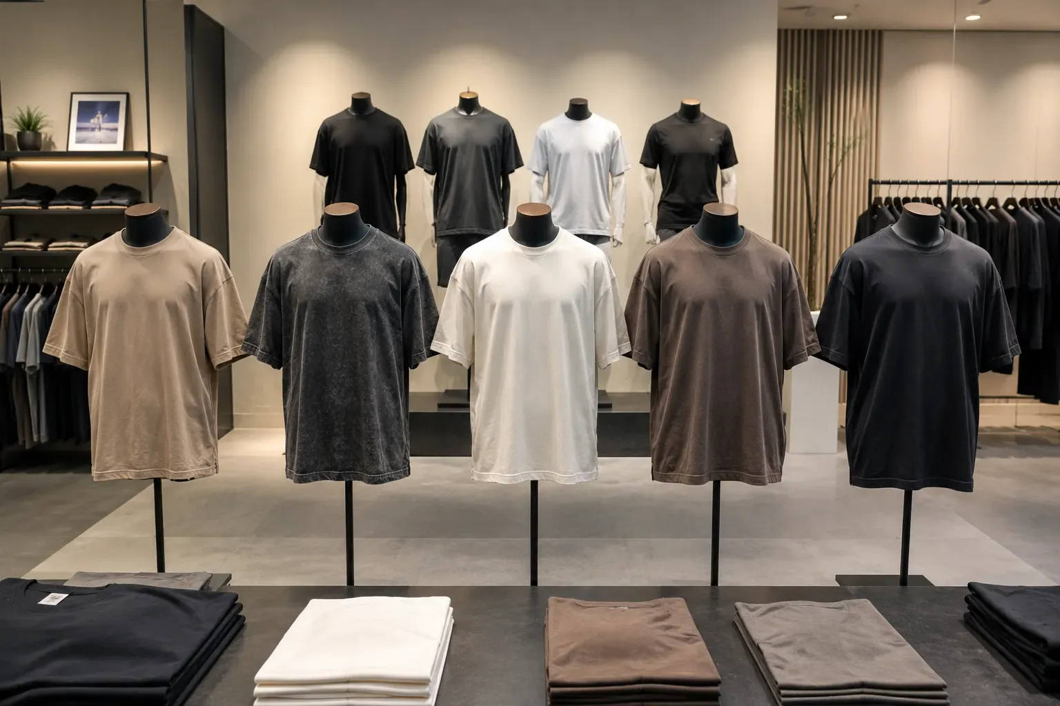 Oversized, vintage wash and gym T-shirt manufacturing styles