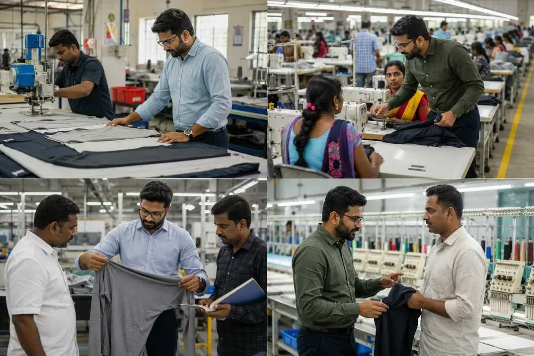 Garment sourcing company selecting specialized manufacturing factories for apparel production