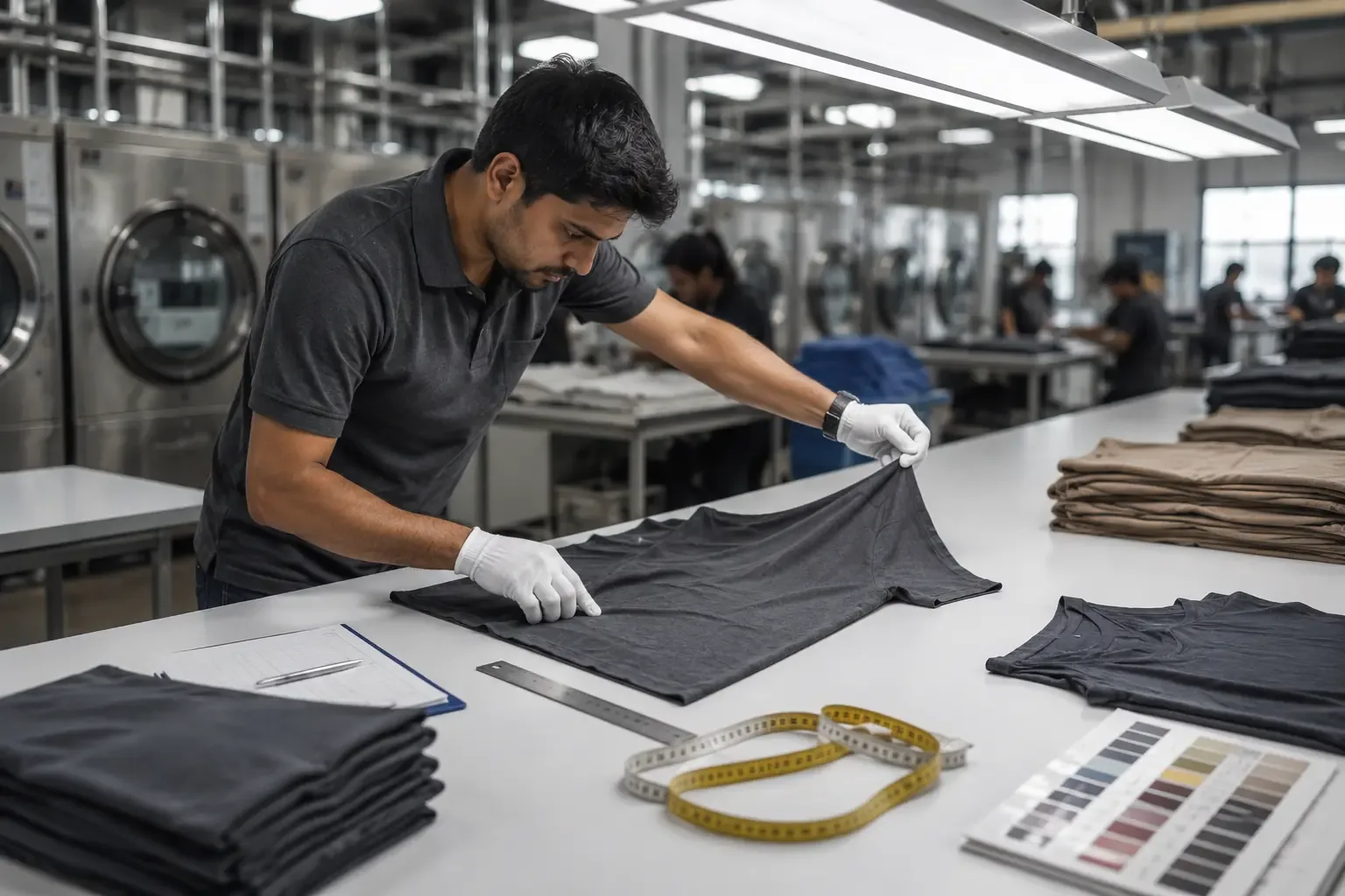 Quality control inspection of a garment after the finishing process