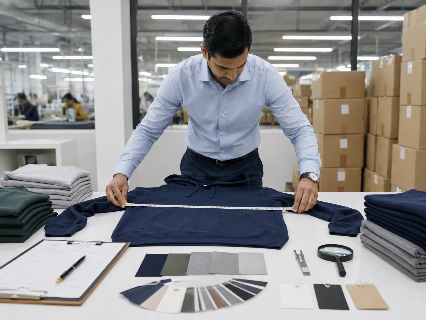 Garment quality control for clothing export from India to Switzerland