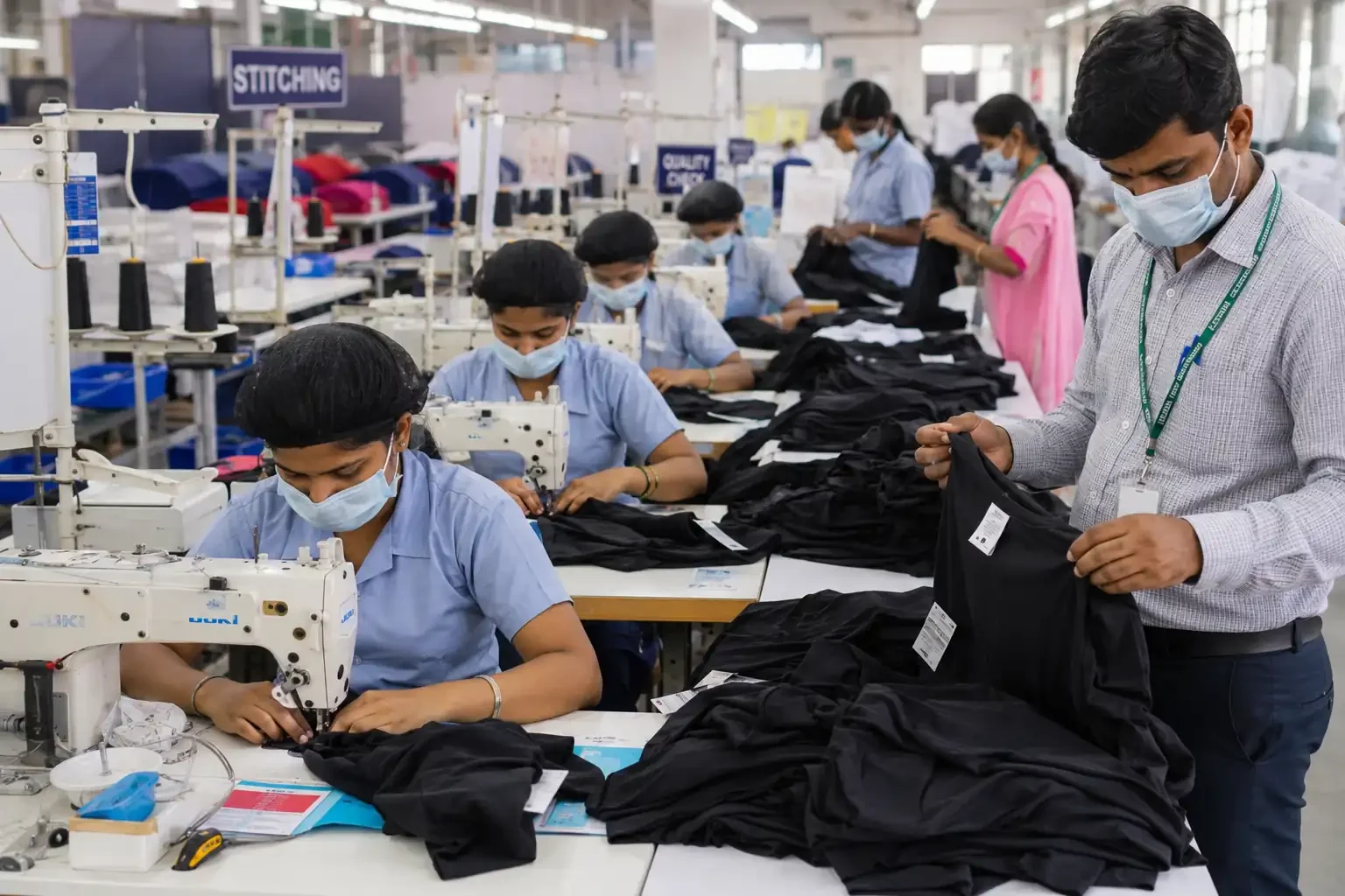 Cotton T-shirt stitching and quality control process in India